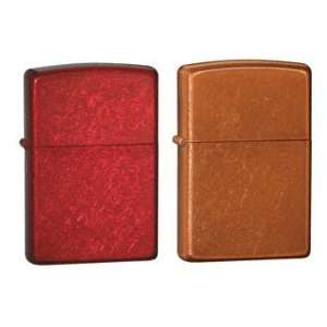  Zippo Lighter Set   Candy Apple Red and Toffee Candy Brown 