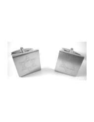 Silver Engraved Jewish Star of David Square Cufflinks