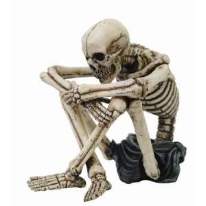    Thinking Skeletonl Statue Cold Cast Resin Figurine