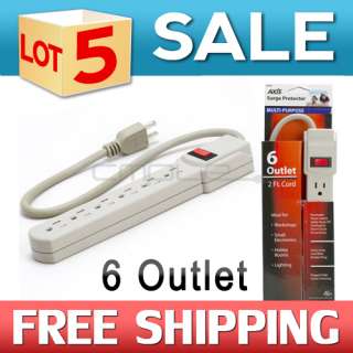 LOT 5 NEW ELECTRICAL 6 OUTLET POWER STRIP SURGE PROTECTOR  