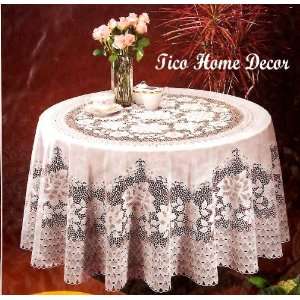  Vinyl Tablecloth white Table Cloth 60 ROUND Crocheted 