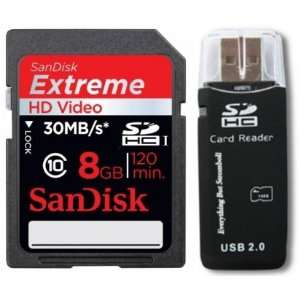  SanDisk Extreme 8GB HD Video SDHC Flash Memory Card with 