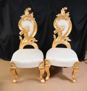 Pair French Grotto Chairs Rococo Throne Funky Seats  