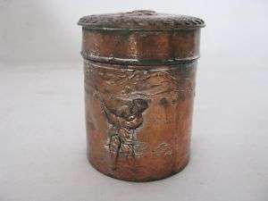 VINTAGE COPPER GOLF TOBACCO CAN TIN CANNISTER HUMIDOR  