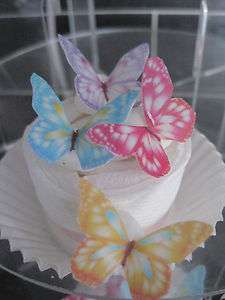 24 SMALL Sweet Edible Butterfly Cup Cake Decorations *  