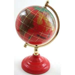   Semi precious Gemstone World Globe 80mm Tibet Red Stone Kitchen