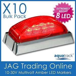 10 x 8 LED RED MARKER LIGHTS/CLEARANCE TRAILER/TRUCK/CARAVAN/BOAT 