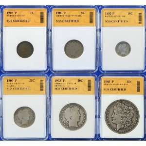   Year Set with Morgan Dollar   SGS Certified Authentic 