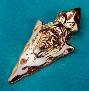 ARROWHEAD WITH INDIAN FACE GOLD PENDANT, NATIVE 38mm  
