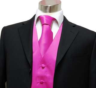 V64/ New Hot Pink Tuxedo Vest Set by Vesuvio Napoli  