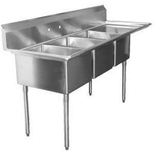  16 Gauge Regency Three Compartment Stainless Steel Commercial Sink 