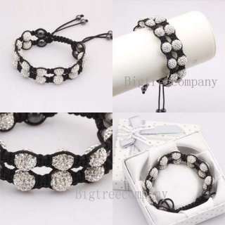   Crystal Ball Shamballa Bracelet Double Row Bracelets + Gift Box 529