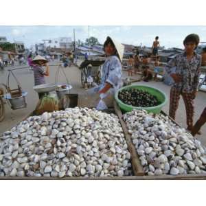 Man Selling Shellfish and Snails on Bridge, Ho Chi Minh City (Formerly 