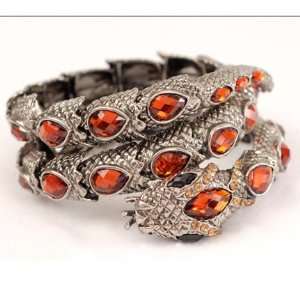  Faux Silver and Ruby Snake Wrap Around Bracelet 