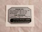 Engine Oil & Tire Pressure Decal Thunderbird 1957