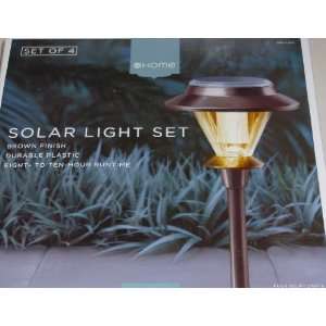  Solar Yard Light Set of 4 LED Landscape Lights with Brown 
