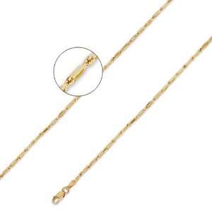  14K Solid Yellow Gold Baguette Rope Chain Necklace 2mm (5 