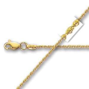  Solid Rope 14 K Yellow Gold Chain Necklace, 1.5mm width 