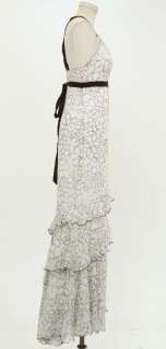 Vera Wang White & Brown Silk Dress Size 8 NEW $1,250  