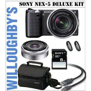  Bundle Deluxe Kit Includes Sony Alpha NEX 5K/B Black Camera + Sony 