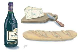 Tatouage Wine, Cheese & Bread Dry Rub Wall Transfer  
