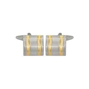 Square Cufflinks With Curved Gold Lines