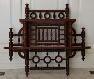 VICTORIAN EASTLAKE 2 SHELF WALL UNIT W ELABORATE STICK AND BALL DESIGN 