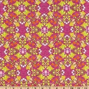 44 Wide Gabreille Flourishing Medallions Fuchisa/Lime Fabric By The 