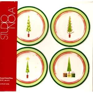  Studio Nova Christmas Theme Accent Salad Plates, Set of 4 