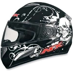 AFX FX 100 Sun Shield Helmet, Black Skull, Size Md, Primary Color 