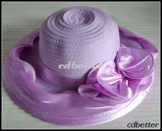 GARDEN WEDDING CHURCH Ruffle Purple Wide Brim Hats Caps  