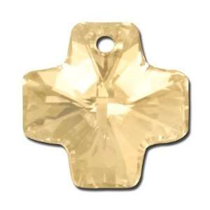 20mm Swarovski® #6866 Crystal Golden Shadow Faceted Cross Pendant 