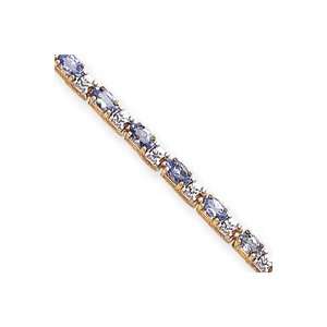  14k Tanzanite Diamond Bracelet   7 Inch   Box Clasp 