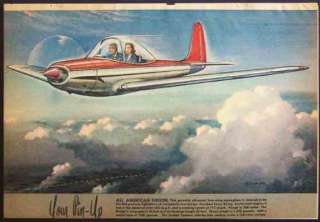 1946 All AMERICAN ENSIGN Concept Plane Color Pin Up  