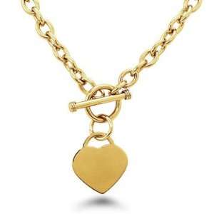  Yellow Gold Plated Tiffany Inspired Heart Toggle Stainless 