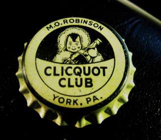 UNUSED) CLICQUOT CLUB GINGER ALE CORK SODA BOTTLE CAP YORK PA  