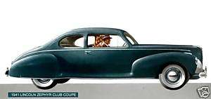 1941 LINCOLN ZEPHYR ~ CLUB COUPE (TEAL BLUE) MAGNET  
