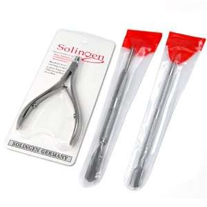   Solingem Nail Cuticle Nipper with Trimmers Pusher ** Pack of 3 Beauty