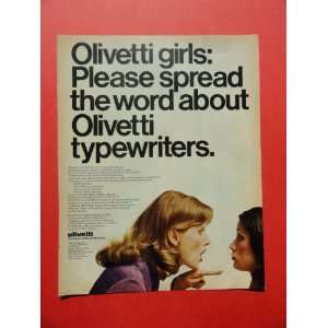 Olivetti Typewriters, 1972 print ad(olivetti girls)original magazine 