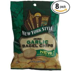 New York Style Mini Bagel Chips Garlic, 1.25 Ounce Single Serve Packs 