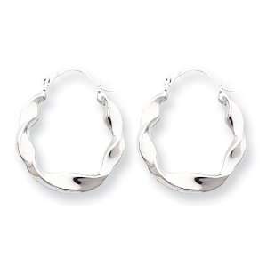  14k White Gold Twist Hoop Earrings Jewelry