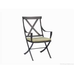  Woodard Cromwell Wrought Iron Metal Arm Patio Dining Chair 