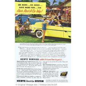  Hertz Rent a Car Yellow Convertible Kona Kai Club San Diego Vintage Ad